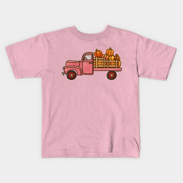 Pickup A Pumpkin! (Pink Version) Kids T-Shirt by Jan Grackle